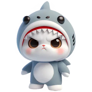 🤨 chat, requin, animal, mignon, dessin animé telegram sticker