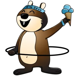 🍦 I'm Sexy Dessin animé, Animal, Écureuil, Glace, Hula hoop, Humour, Drôle whatsapp sticker