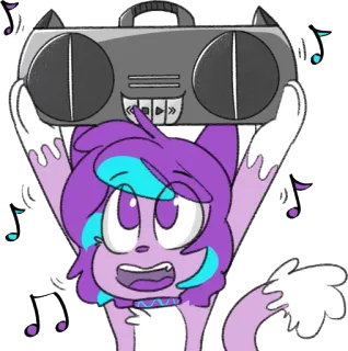 🎶 บูมบ็อกซ์, เพลง, การ์ตูน, สัตว์, แมว, สนุก, น่ารัก telegram sticker