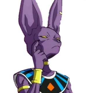 🤔 Beerus Dragon Ball Z 보라색, 고양이, 신, 생각하는, 드래곤볼 telegram sticker