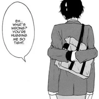 🐱 EH... WHAT'S WRONG? YOU'RE HUGGING ME SO TIGHT. Anime, Manga, Abbraccio, Ragazzo, Uniforme scolastica, Abbraccio stretto, Emozionale telegram sticker