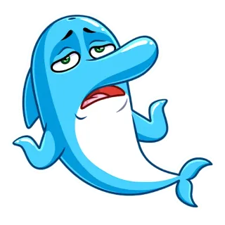 🤷‍♀️ Дельфин, Мультфильм, Грустный, Синий, Животное, Морское животное telegram sticker