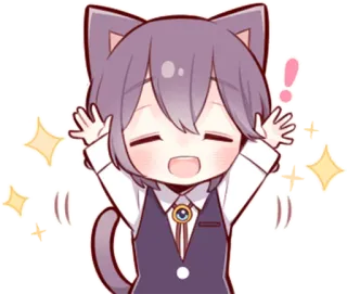 😄 chat, kawaii, animé, mignon, étincelle, excité, joyeux telegram sticker