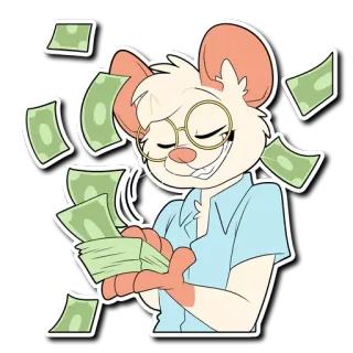 💵 rato, dinheiro, desenho animado, óculos, fofo, dinheiro telegram sticker