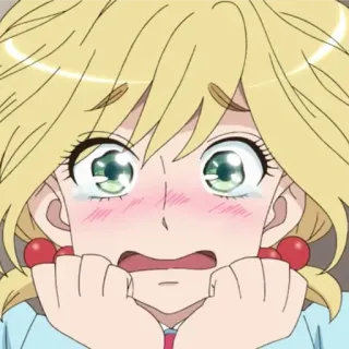 😰 anime, chica, llorando, triste, rubia, kawaii, expresión telegram sticker