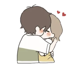 🌟 peluk, pasangan, cinta, kasih sayang, kartun whatsapp sticker