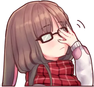 👓 Аниме девушка, Мультфильм, Милый, Очки, Грустный whatsapp sticker