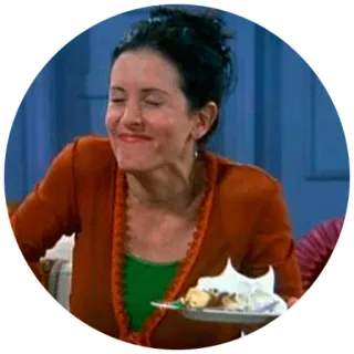 😊 Monica Geller Friends Sitcom, Fernsehserie, Friends, Monica Geller, Essen, Kuchen whatsapp sticker