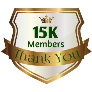 ⚜ 15K Members Thank You membros, obrigado, emblema, celebração, conquista telegram sticker