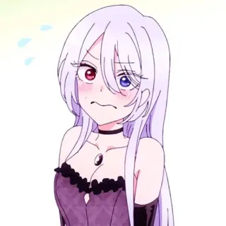 😧 Anime, Manga, Ragazza, Capelli bianchi, Personaggio, Femmina, Preoccupata telegram sticker