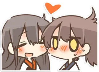 ❤ Anime, Hoạt hình, Dễ thương, Tình yêu, Trái tim, Chibi, Kawaii telegram sticker