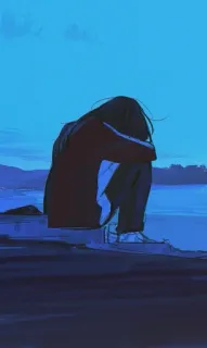 🖤 triste, anime, ragazza, sola, depressa telegram sticker