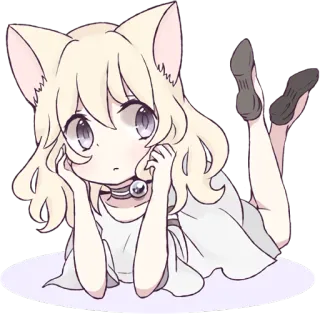 White Cat Girl :: @line_stickers telegram stickers