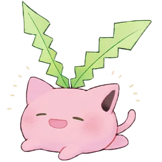 ☺️ kawaii, süß, rosa, blatt, pflanze, aufkleber whatsapp sticker