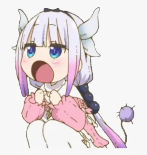 💕 Kanna Kamui Miss Kobayashi's Dragon Maid Anime, Drago, Kawaii, Chibi, Carino, Kanna telegram sticker