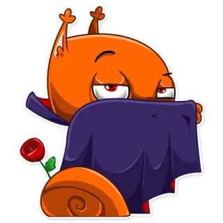 😙 Kreskówka, Ślimak, Róża, Pomarańcza, Słodki, Zwierzę, Śmieszny telegram sticker