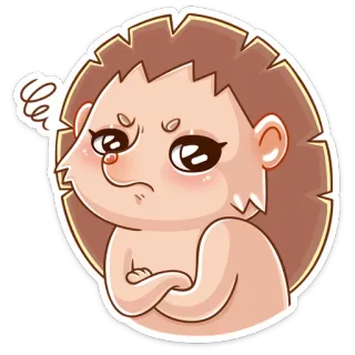 😒 hedgehog, angry, cartoon, animal, cute, upset whatsapp sticker
