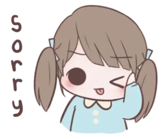 🌙 Sorry excuses, schattig, cartoon, meisje, uitdrukking, kawaii whatsapp sticker