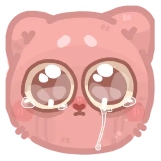 😢 плачущий, грустный, розовый, животное, мультик, каваи whatsapp sticker