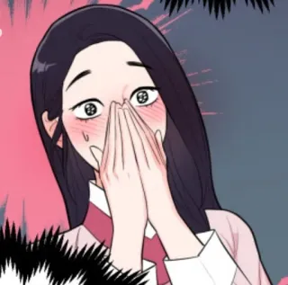 😳 woman, blush, surprise, korean, cartoon, reaction telegram sticker