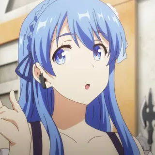 😯 anime, girl, blue hair, cartoon, cute, woman telegram sticker