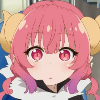 😯 Ilulu Miss Kobayashi's Dragon Maid Anime, Drache, Hörner, Süß, Pinke Haare telegram sticker