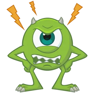 😠 Mike Wazowski Monsters, Inc. monster, einäugig, wütend, grün, cartoon, pixar telegram sticker
