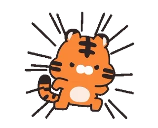 🐯 tiger, animal, cartoon, cute, orange, happy telegram sticker
