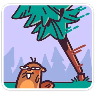 ☺️ castoro, albero, cartone animato, animale, natura, divertente, foresta, adesivo telegram sticker