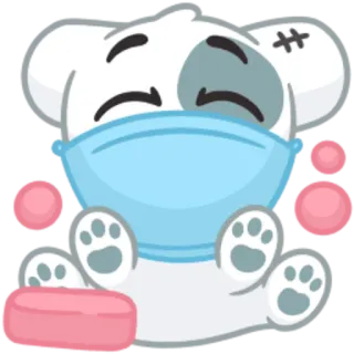 🦠 bear, mask, sleepy, cute, cartoon telegram sticker