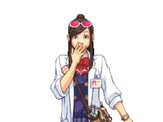 😨 Ema Skye Ace Attorney anime, mulher, personagem, cientista, surpresa telegram sticker