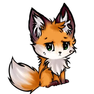 😔 fox, animal, cute, cartoon, orange, sad telegram sticker