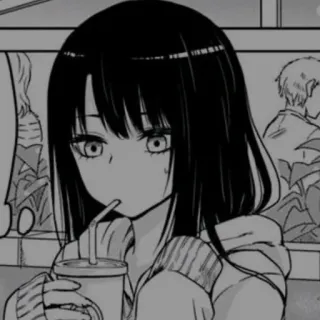 ➰ Anime Mädchen, Manga Stil, Trinken, Illustration, Cartoon telegram sticker