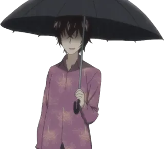 ☂ Anime, Paraguas, Personaje, Masculino, Lluvia whatsapp sticker