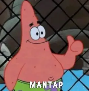 👍 Patrick Star Spongebob Squarepants MANTAP patrick, mantap, spongebob, dessin animé, pouce levé telegram sticker