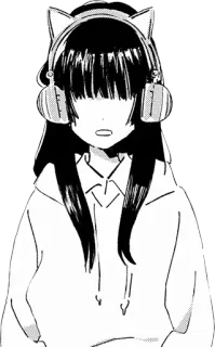 😶 Anime, Katzenohren, Kopfhörer, Manga, Hoodie telegram sticker