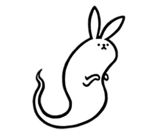 👻 lapin, animal, mignon, fantôme, dessin animé, autocollant whatsapp sticker