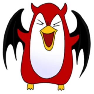 😈 Мультик, Дьявол, Пингвин, Злой, Крылья, Злой telegram sticker