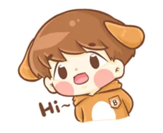 ✋ Hi~ cartoon, cute, kawaii, boy, greeting, hi telegram sticker