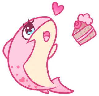 🍰 нарвал, розовый, торт, сердце, милый, животное, мультфильм telegram sticker