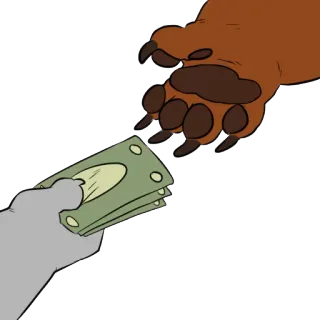 💴 dinheiro, urso, transação, mão, negócios telegram sticker