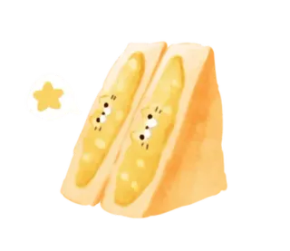 🥪 อาหาร, แซนวิช, น่ารัก, ของหวาน, สีเหลือง whatsapp sticker