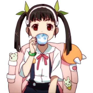 ☕️ anime girl, cartoon, cute, drinking tea, kawaii telegram sticker