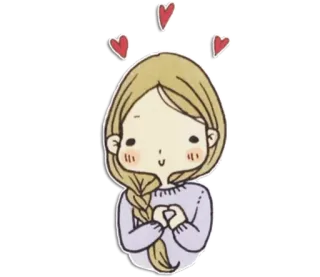 🙄 Cartoon, Mädchen, Herzen, Liebe, Süß whatsapp sticker