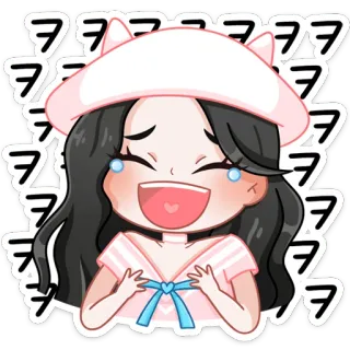 😂 만화, 여자, 행복한, 웃는, 카와이, 귀여운, 애니메이션 telegram sticker