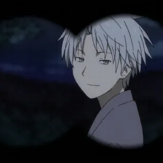 😍 Anime, Personagem, Masculino, Cabelo branco, Sorriso irônico telegram sticker