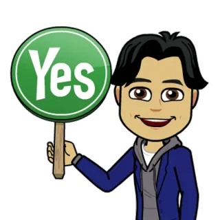 👍 Yes bitmoji, oui, accord, positif, approbation, dessin animé, personnage telegram sticker