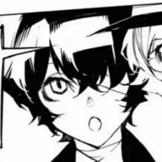 ⛓ anime, manga, boy, black and white telegram sticker