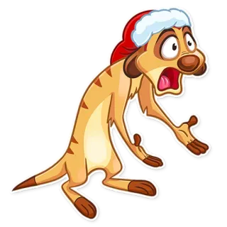 😩 Timon The Lion King Timon, The Lion King, meerkat, cartoon, Christmas, Santa hat, Disney, surprised telegram sticker