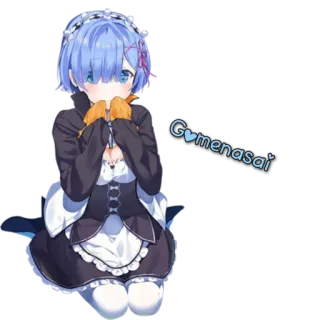 🥺 Rem Gomenasai Аниме, Девушка, Милый, Пингвин, Прости whatsapp sticker